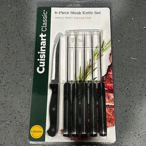 Cusinart Classic Knife Set  6Pc Steak Knife Set with Steel Blades Triple Rivet